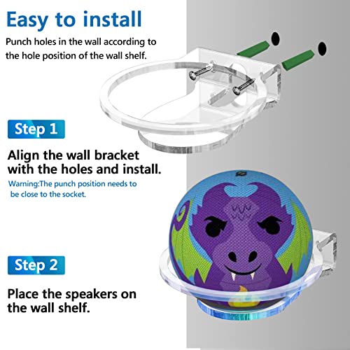 Image of GEEKRIA Acrylic Wall Mount Compatible with 2022 Echo Dot 5th Gen / 4th Gen, 5th Gen with LED Clock & Alexa, Stable and Easy Installation Speaker Mount Stand Protector (Clear)