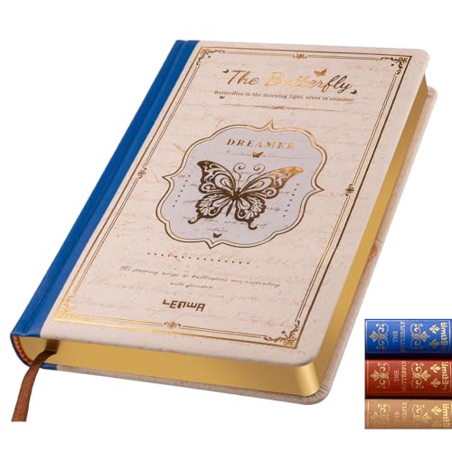 Junk Journal - 224 Pages Mixed Paper (8 Blank & 8 Lined) Vintage Leather Notebook Journal Butterfly Journal Memory Book for Creative Writing & Art (A5) Ideal for Girls Women