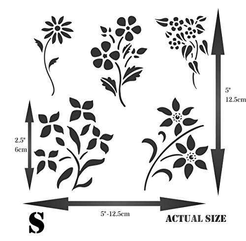 Floral Set Stencil, 4.5 X 4.5 Inch (S) - Classic Flower Designs Stencils For Painting Template #TOP5