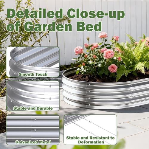 Image of Galvanized Raised Garden Bed Outdoor, 6x3x1ft(2 Pack) Metal Heavy Duty Planter Boxes for Gardening, Easy Assemble Large Oval Plant Container Kit for Vegetables, Flowers, Fruits, Silver