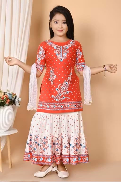 Cotton material baby girl and Girls dress sharara dress 9-10 Y Red|Skirt & Dresses|9-10Y|Red - Review, Price and Buying Guide