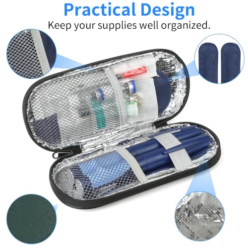 Image of Insulin Pen Cooler Travel Case with 2 Reusable TSA Approved Ice Packs, Diabetic Medication Insulated Cooler Bag for Insulin Pens and Other Diabetic Supplies Storage Dark Green