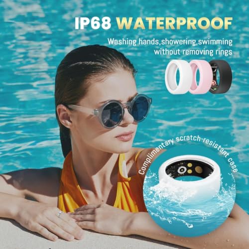 Image of Smart Ring for Women Men, Health Tracker with Heart Rate /Blood Oxygen /Blood Pressure /Sleep Monitoring /Step Counting, IP68 Waterproof Fitness Ring, No App Fees for iPhone & Android (Silver, 10#)