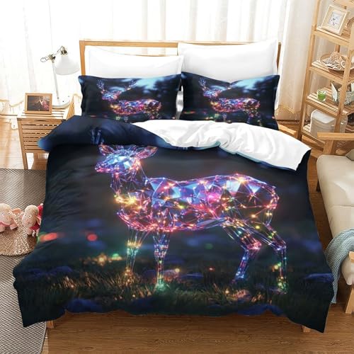 Drap de couette microfibre de qualité supérieure impression cerf 3D 260x220 cm - 3