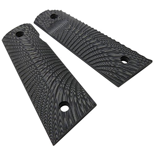 Cool Hand 1911 Grips, Magwell Cut, Full Size(Government/Commander), Sunburst Texture,G10, Ambi Safety Cut Grey/Black