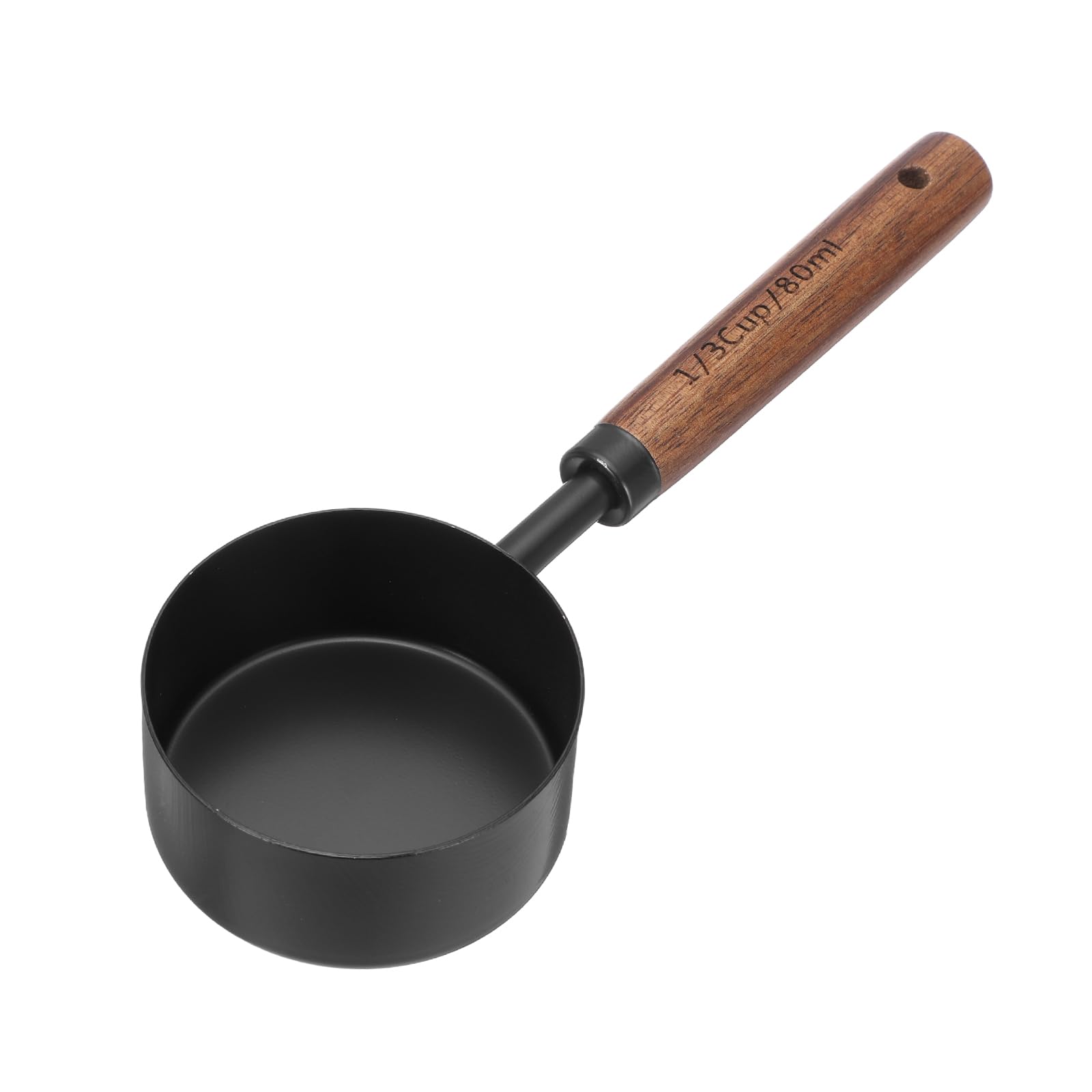 sourcing map Measuring Spoon, 80ml Stainless Steel Coffee Scoop Spoon with with Wood Handle for Ground Coffee Tea Sugar Cooking Baking, Black