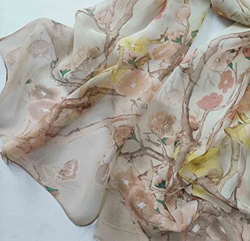 Image of Pokeedioty Scarfs for Women Lightweight Scarves Elegant Floral Pattern Sheer Scarfs Shawls Wraps