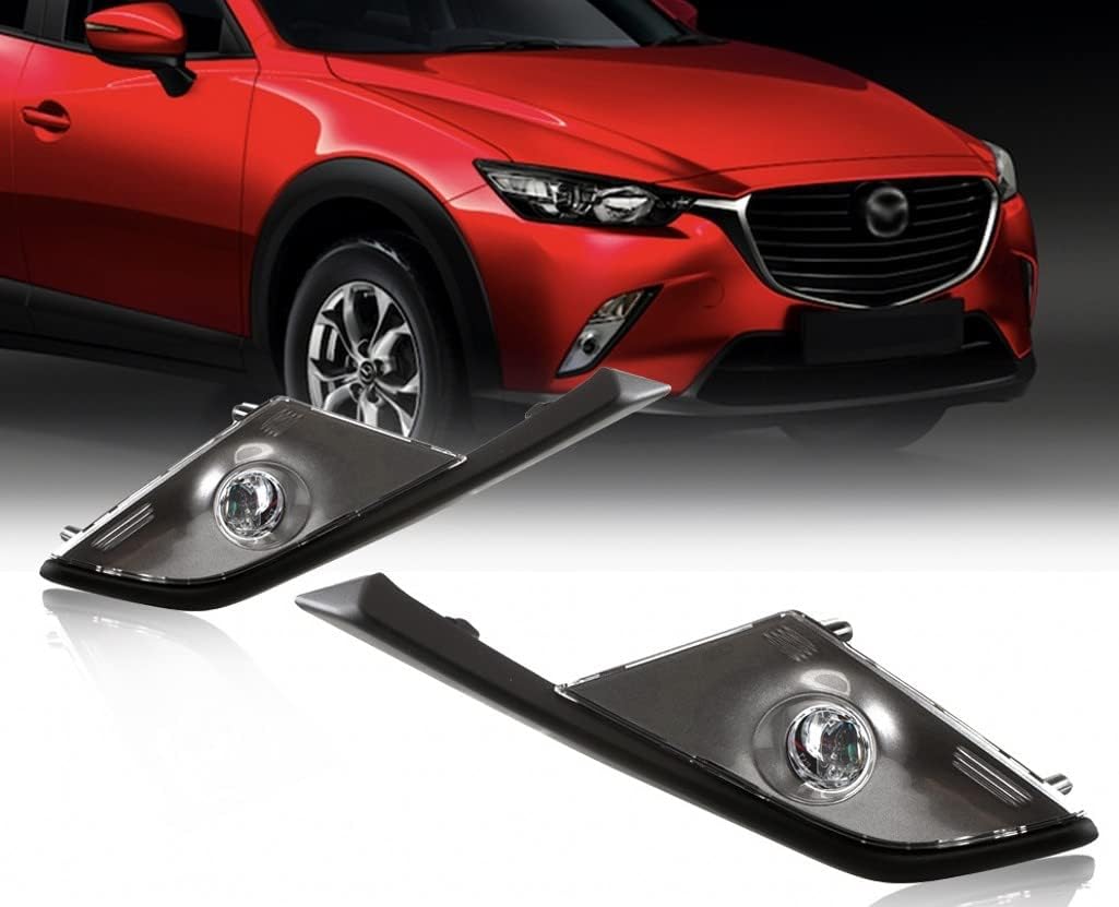 Car Clear LED Front Fog/Driving Lights Fog Lamp +Switch+Harness Replacement For 2016-2019 For Mazda CX-3