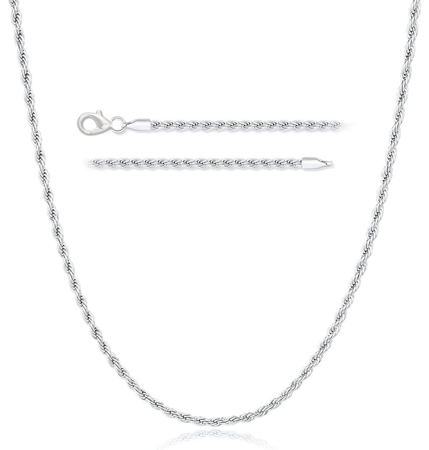 VAMA FASHIONS Silver Plated Stainless Steel Rope Chain Western Charm Neck Necklace Chains for Men & Boys (3.5mm) (B0DDQBS9VY) Amazon Price History, Amazon Price Tracker