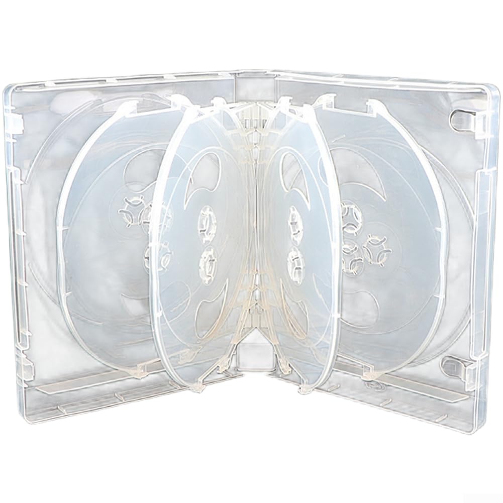 Scatola portaoggetti in plastica per 10 dischi, organizer compatto per DVD, custodia protettiva per casa, ufficio, viaggi, bianco o blu (bianco)
