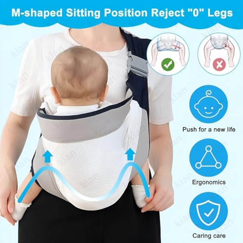 Image of Kian Baby Sling Carrier Wrap Cotton, Breastfeeding and Stroller Cover Adjustable for Newborn Baby up to 20kg - Special Carrier /Sling for PREMIE BabiesBreathable Mesh Baby Sling Carrier with Adjustable Strap (multi color )