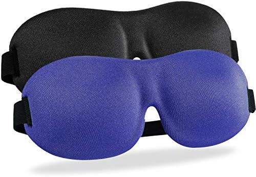 Sleep Mask, 3D Contoured & Comfortable Sleep Eye Mask for Sleeping, Travel, Nap, Luxury Sleep Mask with Ear Plugs and Carry Pouch, Blindfold with Adjustable Strap for Men Women Kids (2 Pack)
