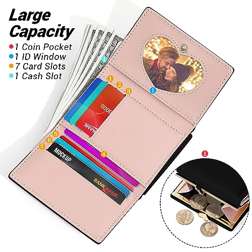 Real Leather Wallet for Women RFID Blocking Trifold with Zipper Coin Pocket Burgundy (Black)2