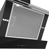 CIARRA CBCB6736N Class A++ 650m³/h Touch Control Angled Cooker Hood 60cm with Carbon Filters Recirculating & Ducting LED Lights Wall Mounted Range Hood 600mm Kitchen Extractor Fan - Image 6