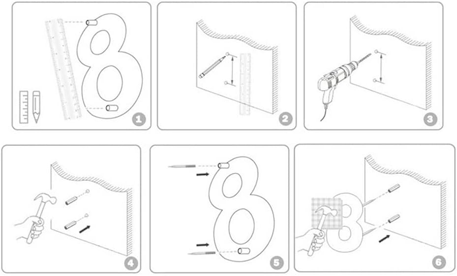 1pcs 200mm Stainless Steel Floating House Number Outdoor Street Address Sign Plates 8” Big Black Door Numbers, For Home Improvement Yard Mailbox 0-9(Number 4)