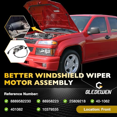 Image of Gledewen 88958223 25809218 Front Windshield Wiper Motor 4-Pin Compatible with Chevy Colorado 2004-2012 & GMC Canyon 2004-2012 & Isuzu i-280 /i-350 2006, i-290 /i-370 2007-2008