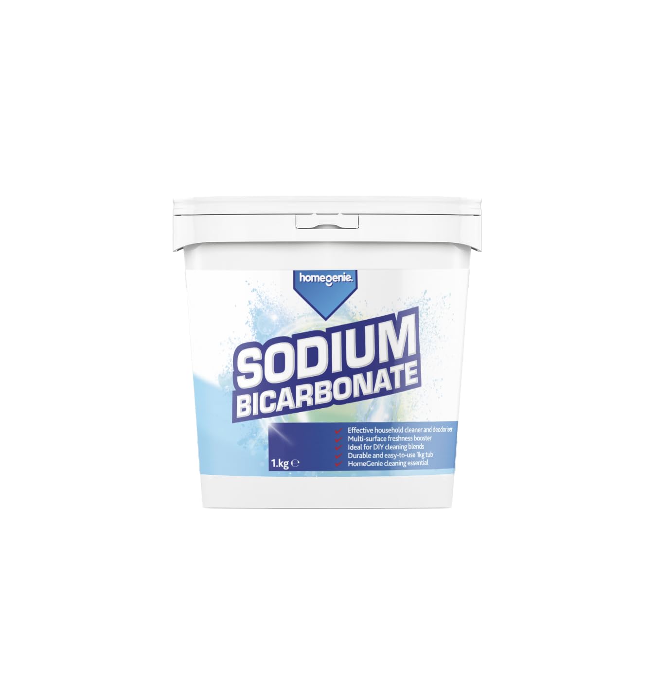 HomeGenie Sodium Bicarbonate Powder 1kg Baking Cleaning Soda - All-Purpose Cleaning & Deodorising Powder for Surfaces, Baths, Ovens & Carpets