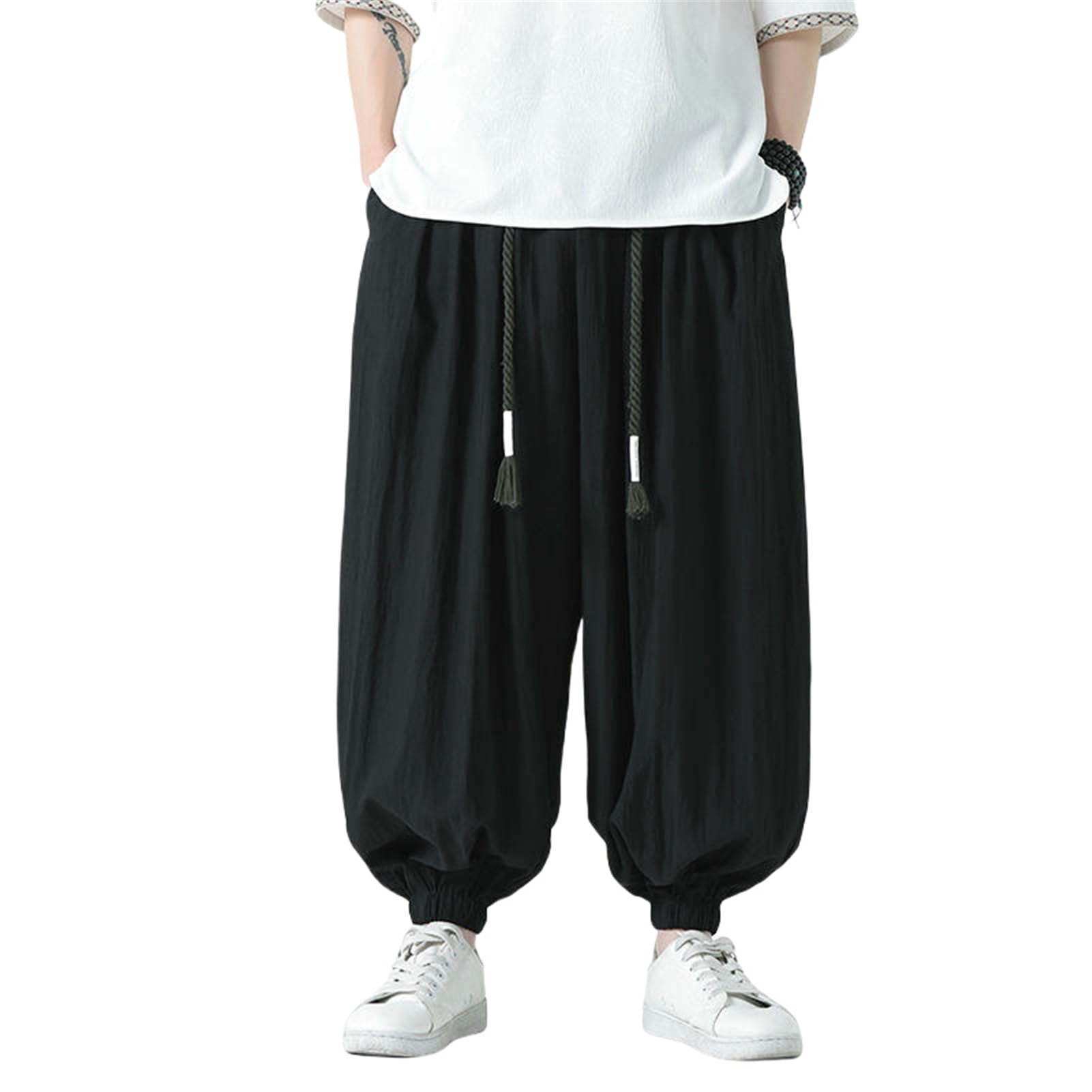 Pantaloni lunghi da uomo in lino di cotone lavato primavera estate alla moda nazionale alla moda harem lanterna