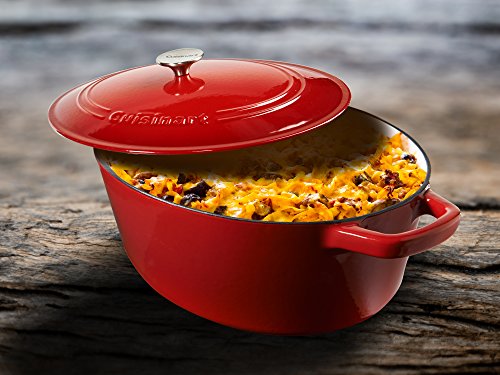 Image of Cuisinart Chef's Classic Enameled Cast Iron Oval Covered Casserole (Red Gradient, 7-Quart)