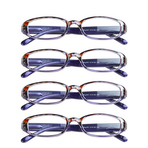 Image of VisionGlobal 1 Pairs /4 Pairs Reading Glasses with Spring Hinge, Blue Light Blocking Glasses for Women /Men