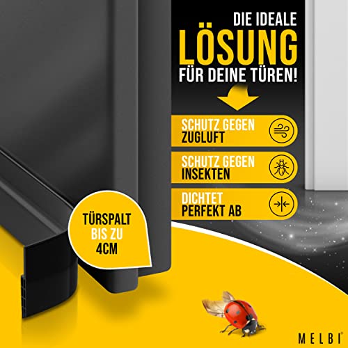 MELBI® - Tochtstopper voor deuren, premium deurafdichting, zelfklevend en op maat te snijden, koudebescherming, windstopper voor warmte-isolatie, energie besparen (100 cm L, zwart) - Image 7