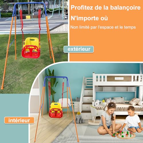 HLC-3-in-1-Babyschaukel-OutdoorIndoor-Schaukel-Mit-Klappbarem-Metallstander-Einfach-Zu-Montieren-Und-Zu-Verstauen-Geeignet-Fur-Kinder-Jeden-Alters