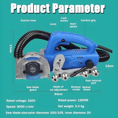 Herramienta eléctrica de extracción de lechada, 1200 W, 9000 rpm con aspiradora para reparación y redireccionamiento de azulejos de cerámica