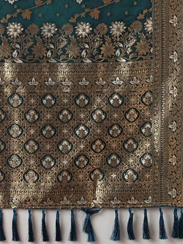 Image of Women's Georgette Kanjeevaram Saree with Woven Ethnic Motif Design, Unstitched Blouse Piece