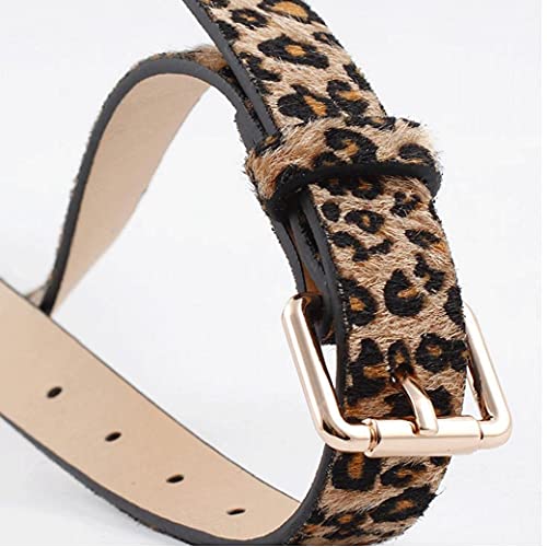 Ladies Leopard Print Pu Leather Belt Retro Artificial Horse Hair Waistband Women Pants Dresses Accessories4