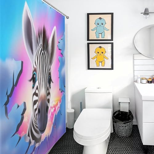 Rideau de douche zèbre de qualité supérieure en polyester 140x183cm - 3