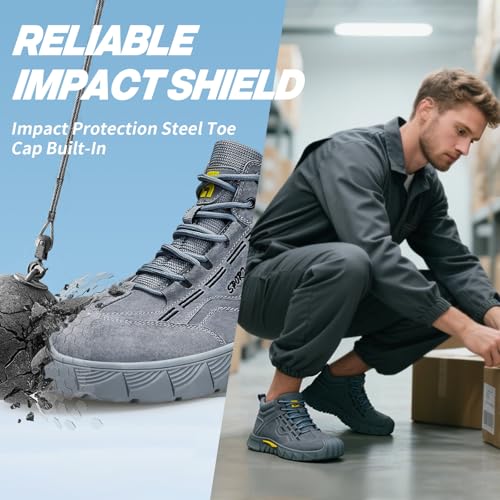 Image of Steel Toe Shoes for Men Lightweight Puncture Resistant Safety Footwear Work Shoes Men Safety Work Shoe Comfortable for Construction Warehouse Jobs