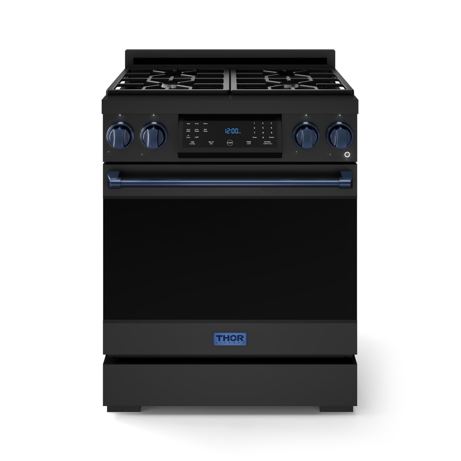 Gordon Ramsay by THOR Kitchen 30 Inch Professional Gas Range with Tilt Panel Touch Control in Black/Navy Blue