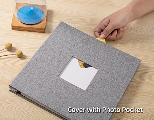 Henpisen Large Photo Album Self Adhesive Scrapbook Magnetic Album For 3X5 4X6 5X7 6X8 8X10 Pictures 40 Pages Linen Cover Diy Photo Album With A Metallic Pen And Diy Sticker(Grey) #TOP3