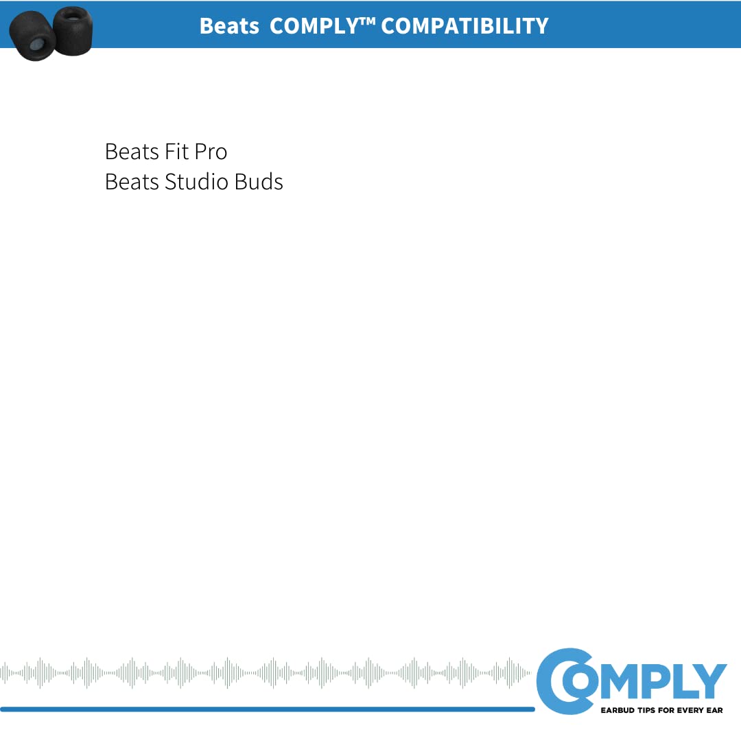 Comply Almohadillas de Repuesto de Espuma viscoelástica para Beats Fit Pro y Beats Studio Buds | Máxima Comodidad, Ajuste Seguro, Aislamiento de Ruido Superior | Negro (S/M/L) (3 Pares)