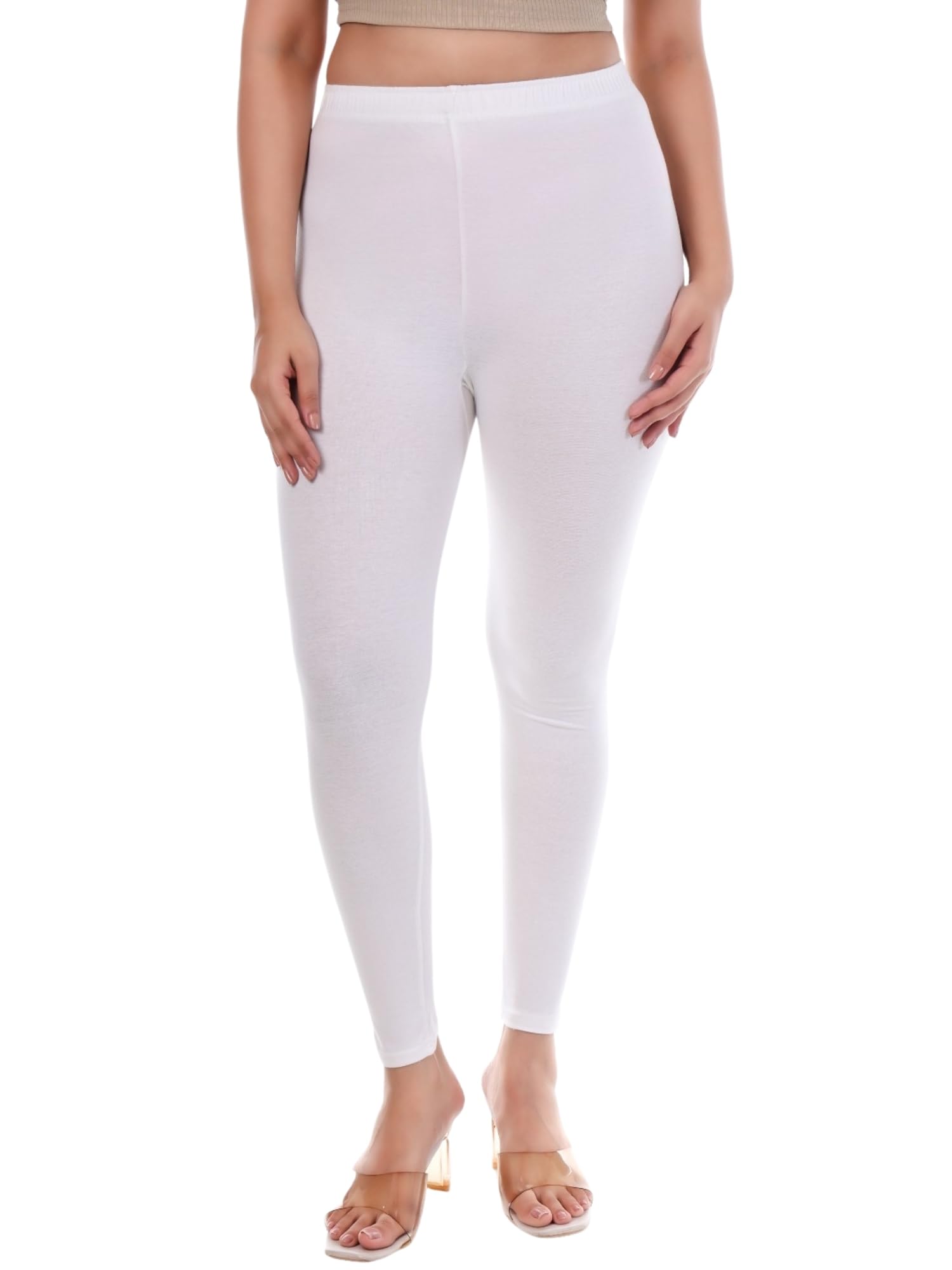 Women Solid Premium Cotton Ankle Length Leggings, Mid Rise Waist, Full Length, Breathable Stretchable Fabric, Figure Enhancing Design, Sizes M to 4XL.-image-14