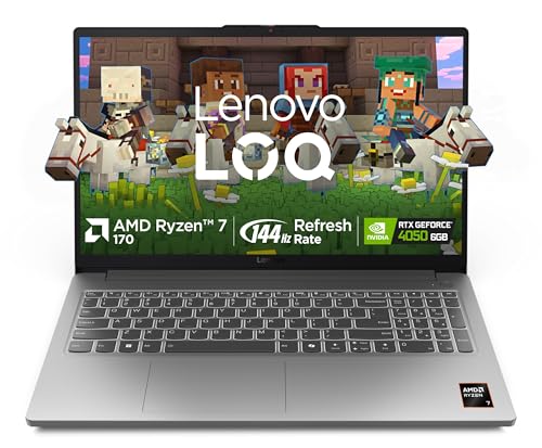 Image of Lenovo LOQ Essential AMD Ryzen 7 170 | NVIDIA RTX 4050 6GB (16GB RAM /512GB SSD /144Hz Refresh Rate /15.6 inch (39.6cm) /Windows 11 /Office Home 2024 /3 Mon. Game Pass /Grey /1.8Kg), 83S000CPIN Gaming Laptop