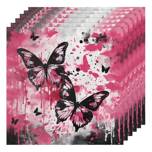 Set de 6 Servilletas de Tela Mariposas 50.5x50.5 cm miniatura 1