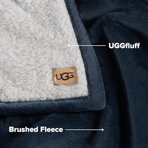 UGG Nita Twin Blanket, Reversible Plush Fleece, 66" x 90", Blue - image 6