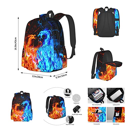 Flame Dragon Fire Backpack Set with Lunch Box Pencil Case Lightweight Large Durable Bookbag For School Teenager2