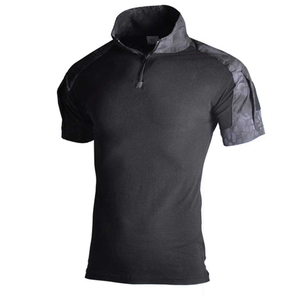 Lilychan Men's Desert Python Lilichan ’S Tactical Short Sleeve Shirts Military Shirt Outdoor Shirt Tactical Combat Shirt With Zipper (X-Large, )