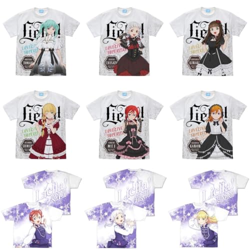 Tシャツ ラブライブ スーパースター グッズ 半袖 リエラ 澁谷かのん 若菜四季 葉月恋 桜小路きな子 嵐千砂都 鬼塚夏美 鬼塚冬毬 インナーシャツ スポーツシャツ コスチューム 肌着 快適 メンズ レディース カジュアル 記念シャツ (5,L)のサムネイル