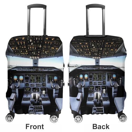 Airplane Cockpit Elastic Luggage Cover Suitcase Protector for 19-32 Inch Suitcases | Universal Stretchable Travel Bag Cover | Anti-Scratch, Washable with Zipper Closure M3
