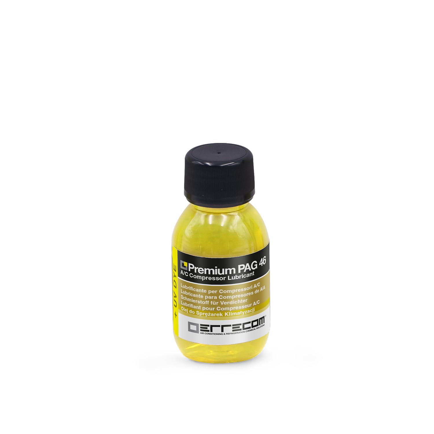 Errecom PAG 46 + UV DYE – 80 mL, Vehicle A/C Compressor Oil, compatible also with Electric Compressors, suitable for R134a and R1234yf refrigerant gases, Contains Fluorescent Dye