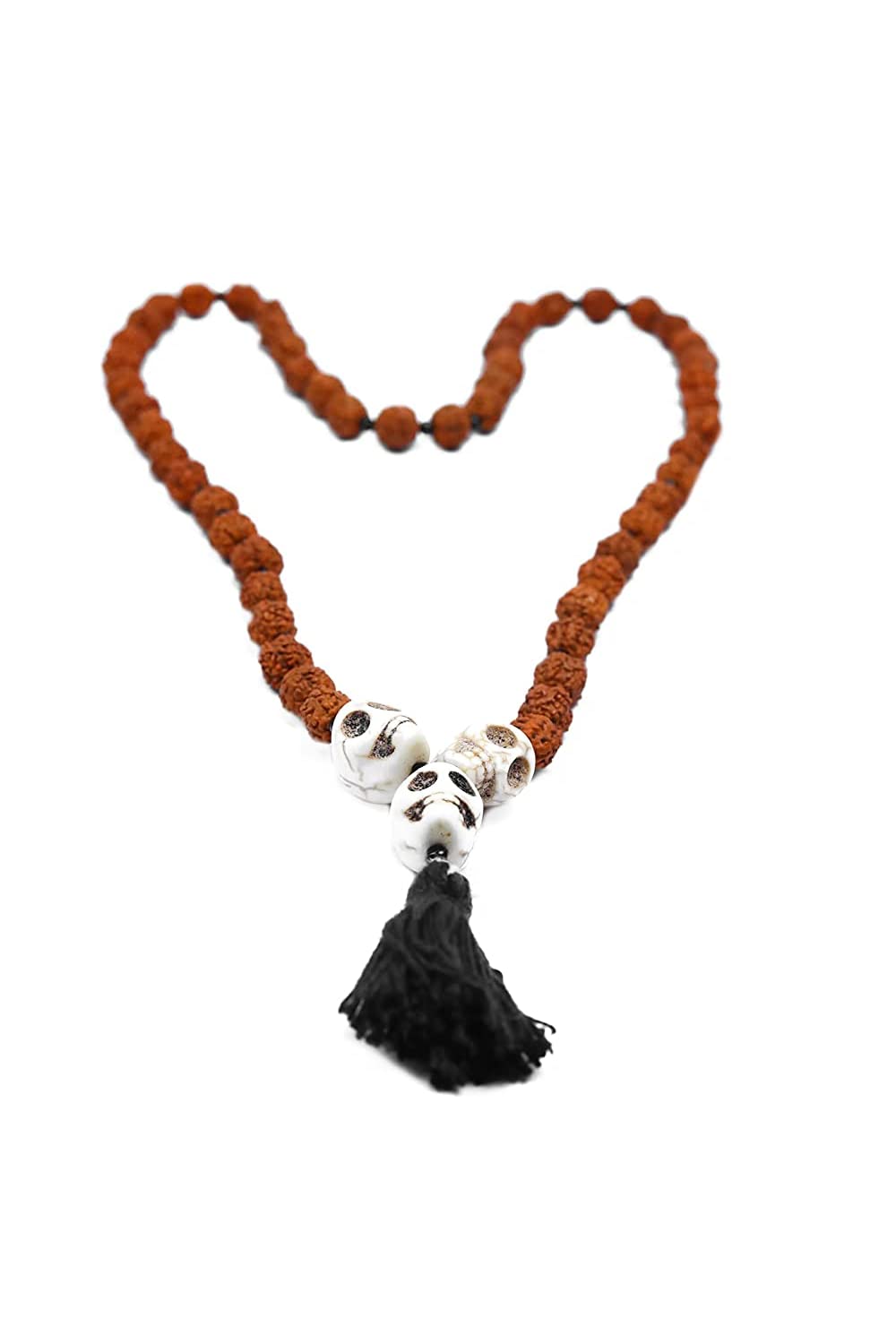 raviour lifestyle 5 Mukhi Rudraksha Bead NAR Skull Kali Poojan Artificial Bone Mund Mala for Men and Women-picture-27