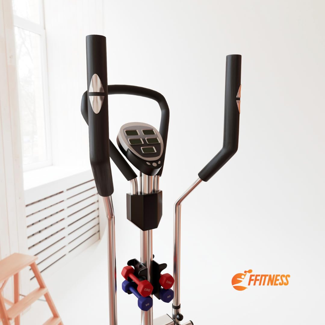 FFitness Cyclette Ellittica Volano 5kg, Ellittica Home trainer 2 in 1, Bici da camera, monitor LCD, pesetti e disco torsione inclusi