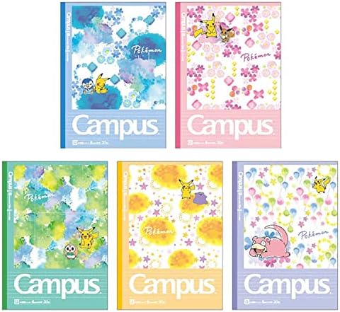 Showa Notebook, Pokemon Notebook, Campus Notebook, Dotted Ruled, B Ruled, Pack of 5, 119729004