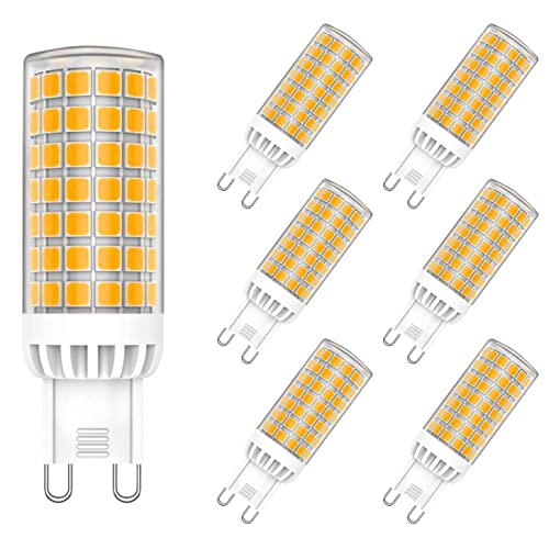 MAYCOLOR G9 9W LED Glühbirnen Ersetzt 75W, 750 Lumen, Warmweiß 3000K, G9 Maiskolben Led Lampe für Innenbeleuchtung Wandleuchte Kronleuchter Deckenleuchte Nicht Dimmbar 6er Pack