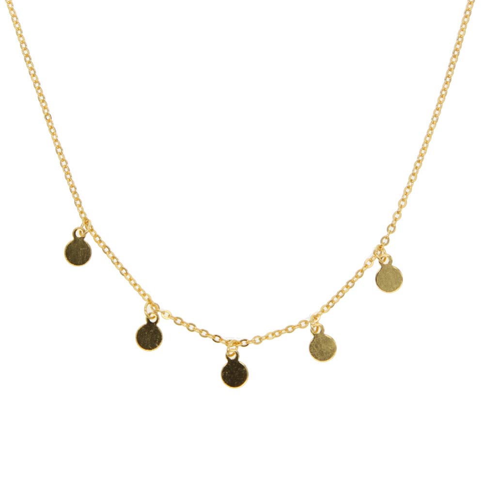 Collana con ciondolo per donna, collana con ciondolo a pois rotondi geometrici minimali ed eleganti, in argento sterling 925, design semplice con piccolo disco, colore oro, delicato collare