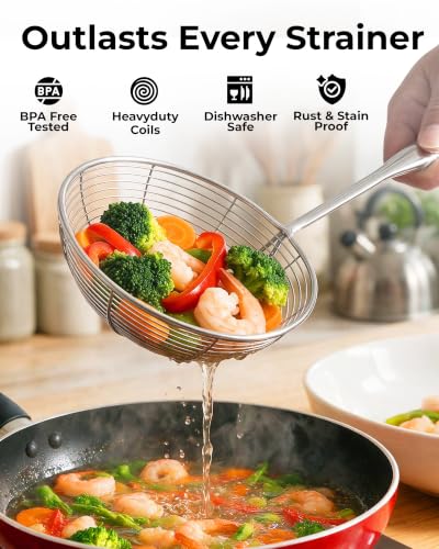 Image of Zulay Kitchen Stainless Steel Skimmer Strainer Ladle