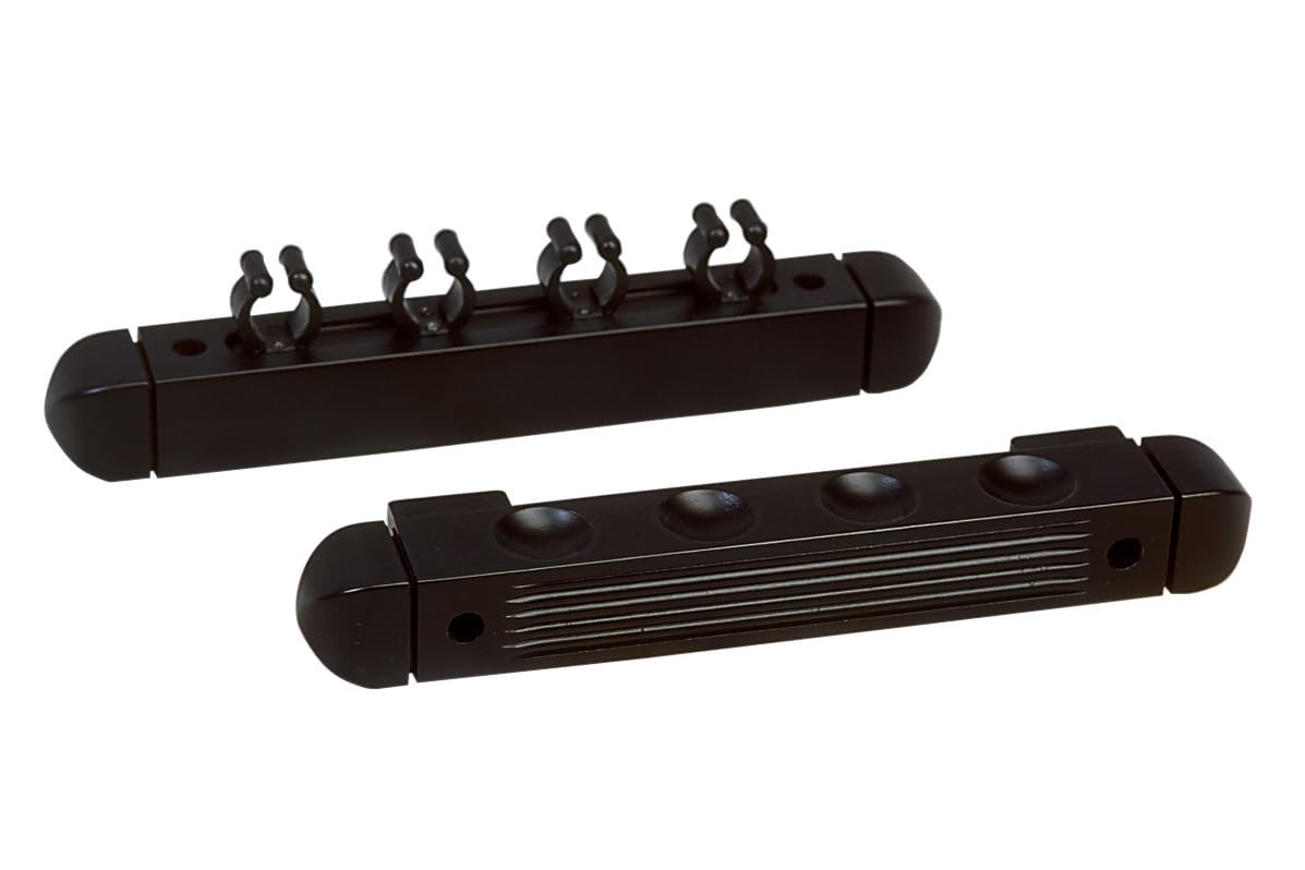 Winsport Billard Queue Wandhalter 2-teilig. für 4 oder 6 Queues, Billardqueue Halterung aus hochwertigem Rubberwood/Holz schwarz